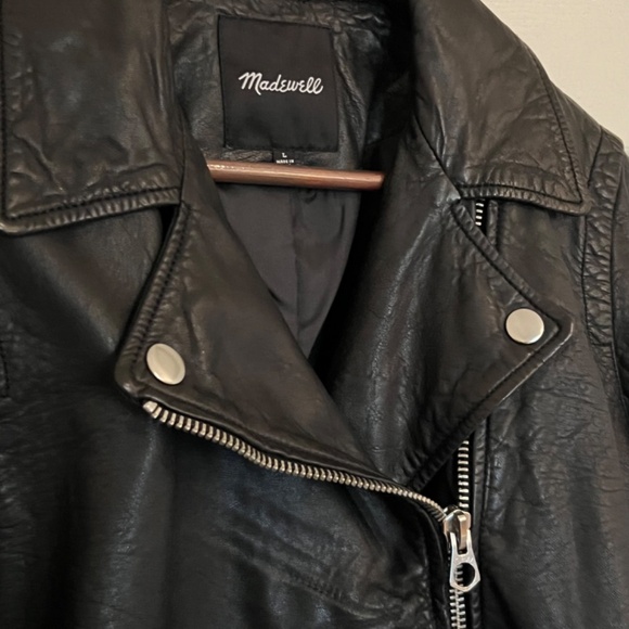 NWOT Madewell Washed Leather Motorcycle Jacket - Picture 6 of 16